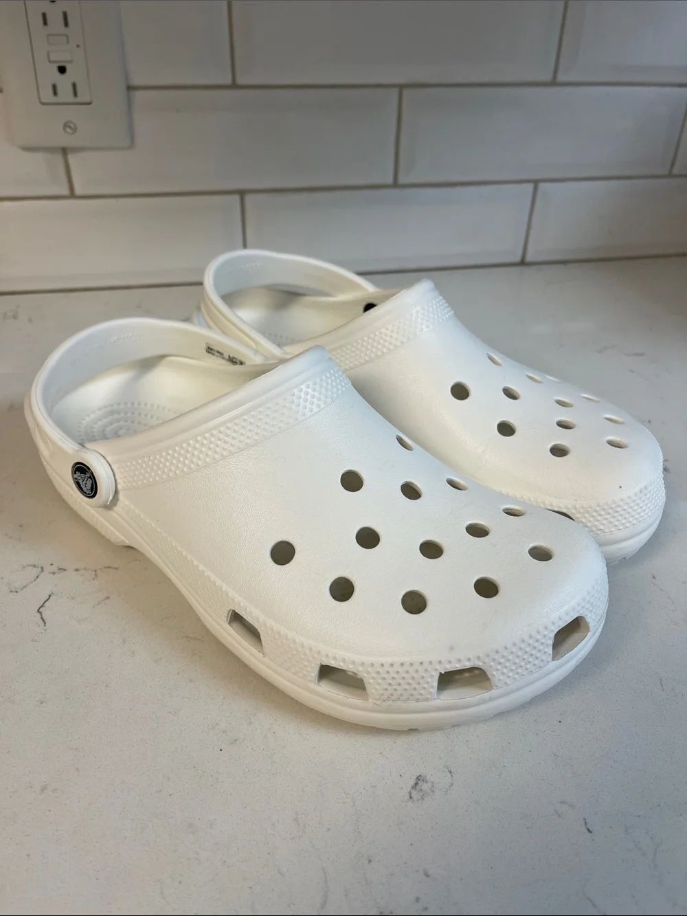 Crocs Classic Clog White Fun Rubber Shoes Unisex Adult M9 / W11 Style # 10001 - Picture 12 of 17